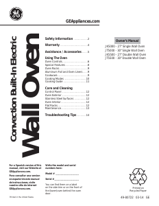 Manual de uso GE JT5000DFBB Horno