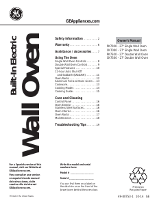 Manual de uso GE PK7000DFBB Profile Horno