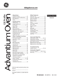 Manual GE PSA9240DFBB Profile Oven