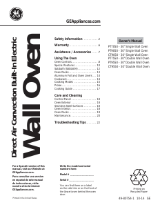 Manual GE PT7050DFWW Profile Oven