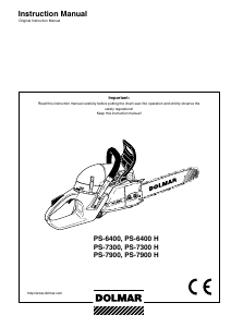 Manual Dolmar PS7300HS-45 Chainsaw