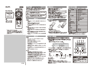 説明書 エルパ RC-TV001SL リモコン