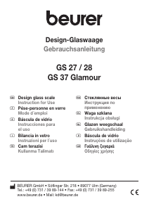 Mode d’emploi Beurer GS 27 Pèse-personne