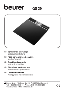 Manual Beurer GS 39 Scale