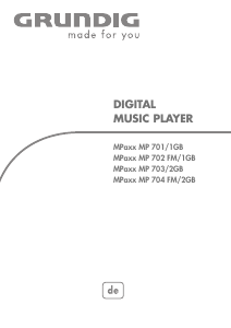 Bedienungsanleitung Grundig MPaxx MP 704 Mp3 player