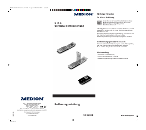 Bedienungsanleitung Medion MD 82028 Fernbedienung