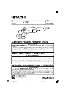 Handleiding Hitachi G 13SP Haakse slijpmachine