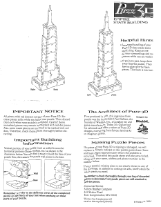 Manual Puzz3D Miniatures Empire State Building 3D Puzzle