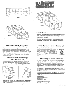 Manual Puzz3D Miniatures New York Taxi Cab 3D Puzzle