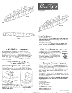 Manual Puzz3D Miniatures Titanic 3D Puzzle
