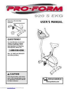 Manual Pro-Form 920 S EKG Exercise Bike