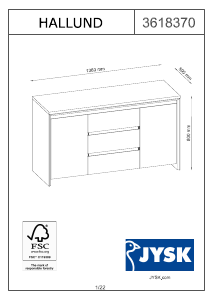 Hướng dẫn sử dụng JYSK Hallung (138x80x50) Tủ ngăn kéo