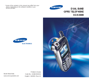 Manual Samsung SGH-X600 Mobile Phone