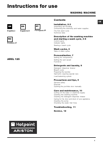 Manual de uso Hotpoint-Ariston ARXL 125 Lavadora