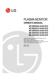 Manual LG MZ-50PZ43VS Plasma Monitor