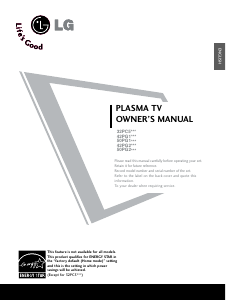 Manual LG 50PG100R Plasma Television