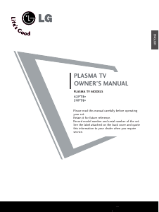 Manual LG 42PT81 Plasma Television