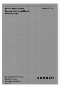Bedienungsanleitung Zanker KS4251 Kühl-gefrierkombination
