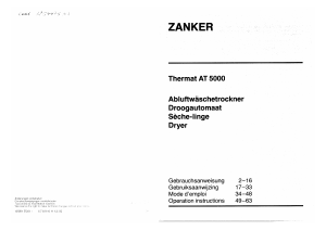 Handleiding Zanker AT 5000 Wasdroger