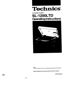 Handleiding Technics SL-1200LTD Platenspeler