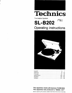 Manual Technics SL-BD202 Turntable