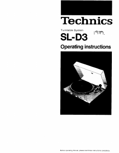 Manual Technics SL-D3 Turntable