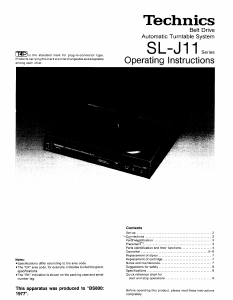 Handleiding Technics SL-J11 Platenspeler