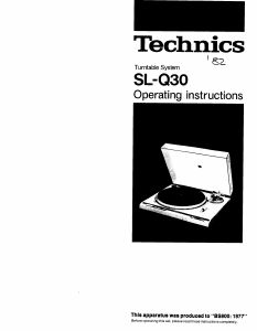 Handleiding Technics SL-Q30 Platenspeler
