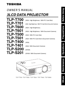 Manual Toshiba TLP-S201 Projector