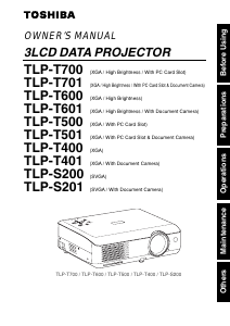 Manual Toshiba TLP-T401 Projector