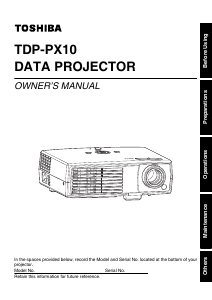 Manual Toshiba TDP-PX10U Projector