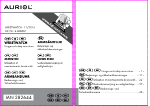 Mode d’emploi Auriol IAN 282644 Montre