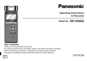 Handleiding Panasonic RR-XR800E Audiorecorder