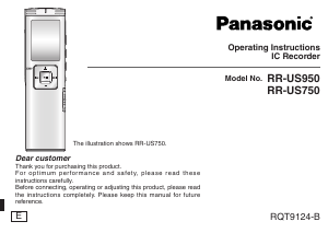 Manual Panasonic RR-US750 Audio Recorder
