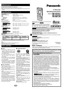 Manual Panasonic RR-US320 Audio Recorder