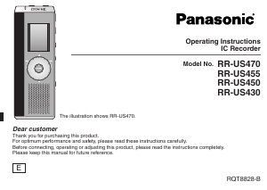 Manual Panasonic RR-US455 Audio Recorder