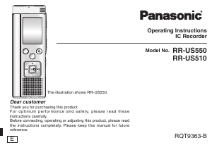 Manual Panasonic RR-US550 Audio Recorder