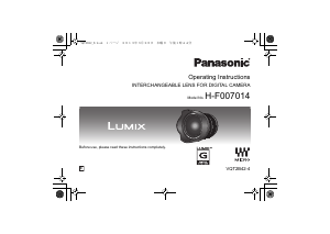 Mode d’emploi Panasonic H-F007014E Lumix Objectif