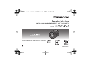 Mode d’emploi Panasonic H-FS014042E Lumix Objectif