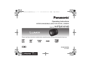 Mode d’emploi Panasonic H-FSA14140GC Lumix Objectif