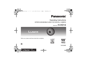 Manual Panasonic H-H014E Lumix Camera Lens