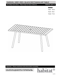 Kullanım kılavuzu Habitat Darwin Yemek masası