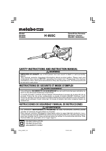 Mode d’emploi Metabo H 65SC Marteau-piqueur