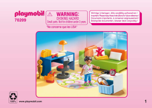 Manual Playmobil set 70209 Modern House Quarto de Estudo