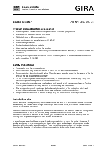 Bruksanvisning Gira 0869 00 Brandvarnare
