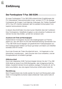 Bedienungsanleitung Telekom T-Fax 360 ISDN Faxmaschine