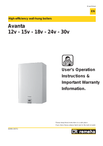 Manual Remeha Avanta 12v Central Heating Boiler