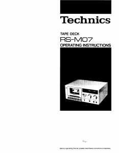 Manual Technics RS-M07 Cassette Recorder