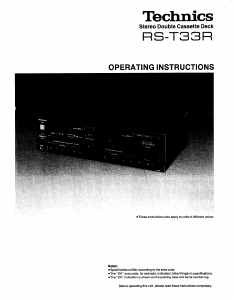 Handleiding Technics RS-T33R Cassetterecorder