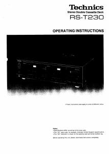 Manual Technics RS-T230 Cassette Recorder